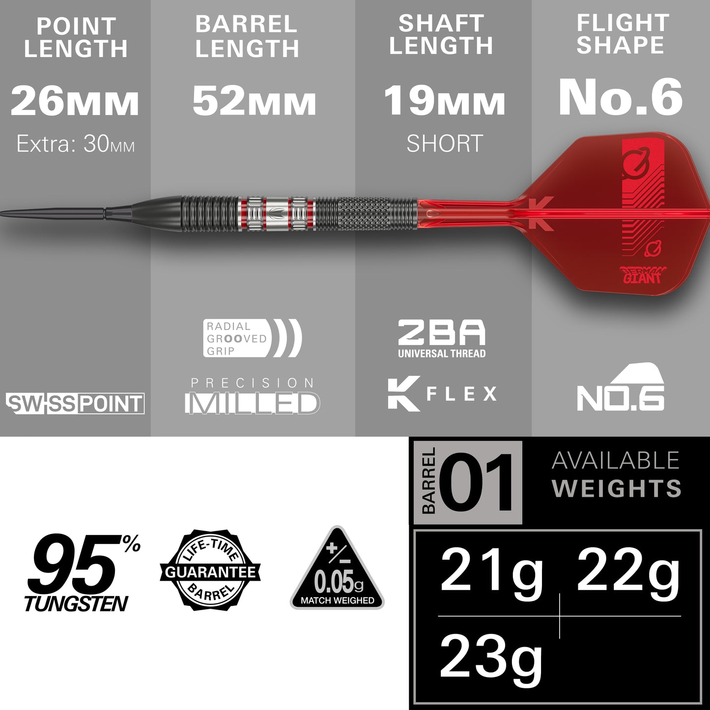 Target Gabriel Clemens 95K 95% Tungsten Swiss Point Steeldarts