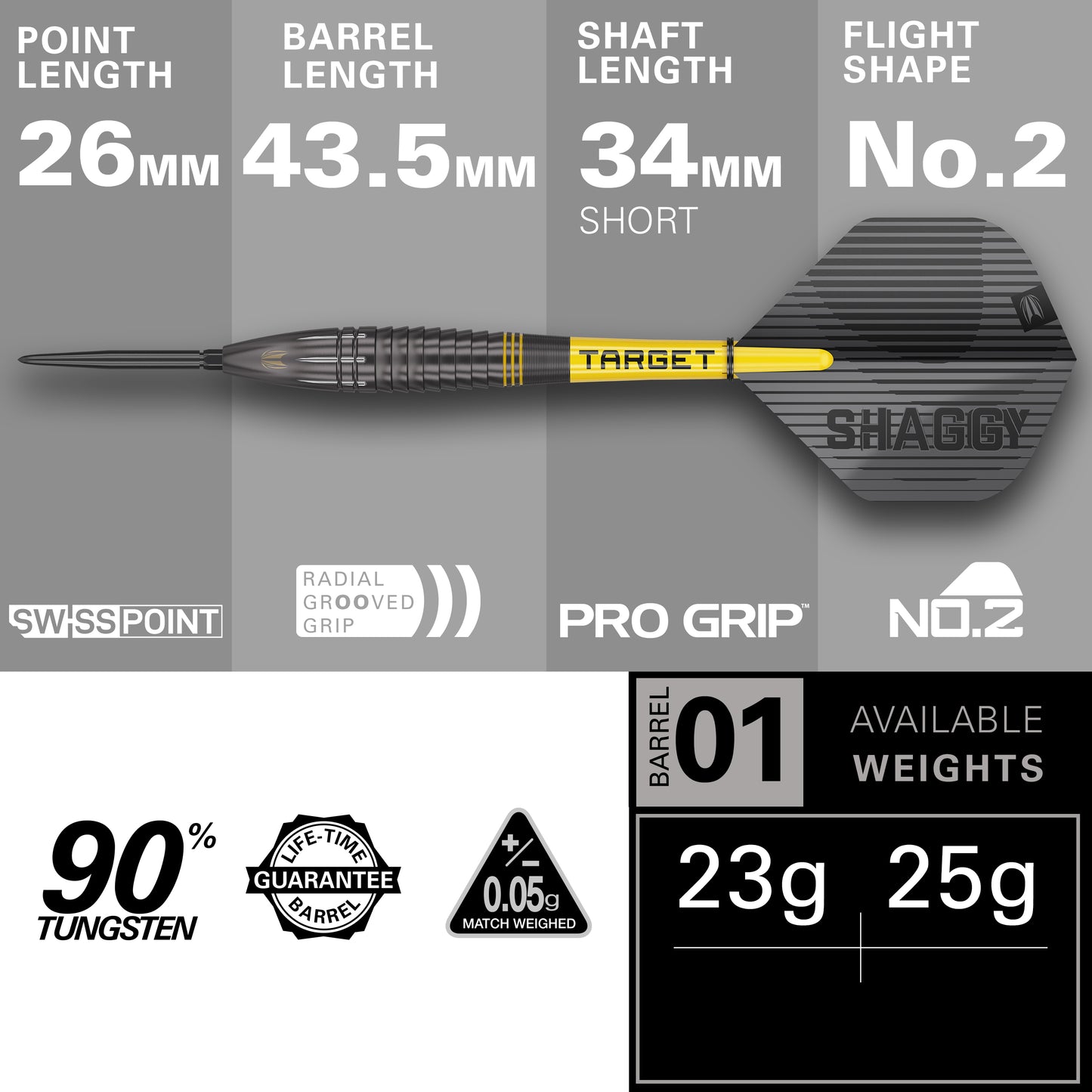 Target Scott Williams zwarte 90% wolfraam Swiss Point stalen darts