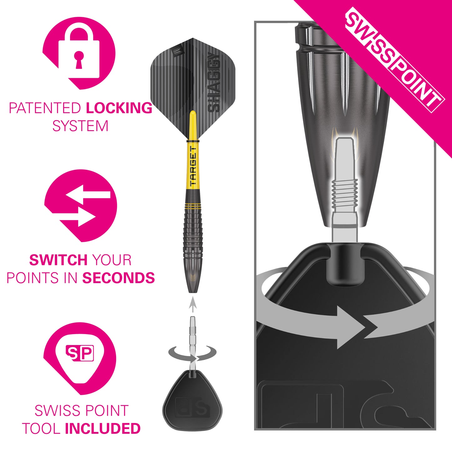 Target Scott Williams zwarte 90% wolfraam Swiss Point stalen darts