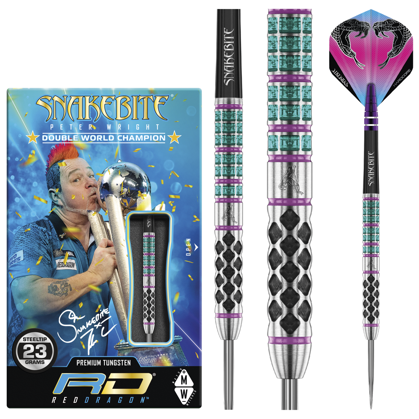 RedDragon Peter Wright Supa Venom 90% Tungsten stalen darts