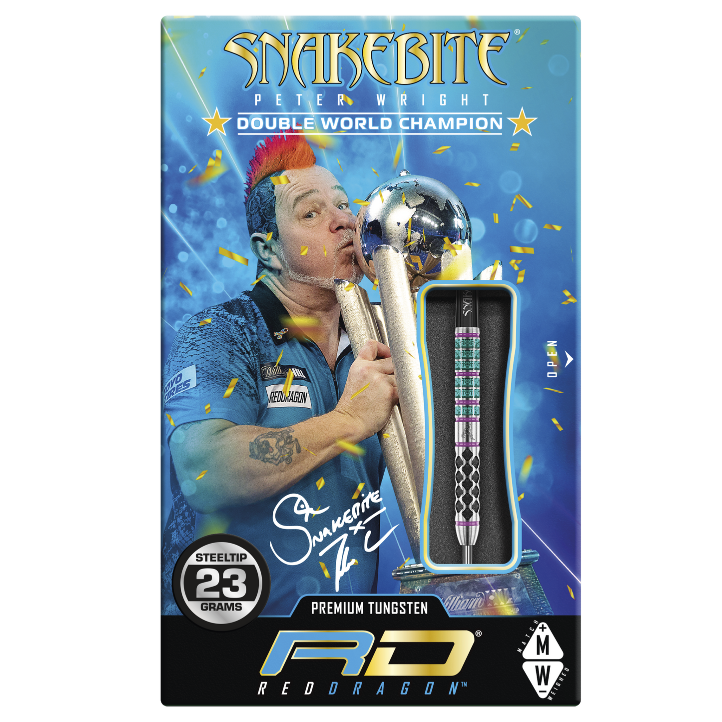 RedDragon Peter Wright Supa Venom 90% Tungsten stalen darts
