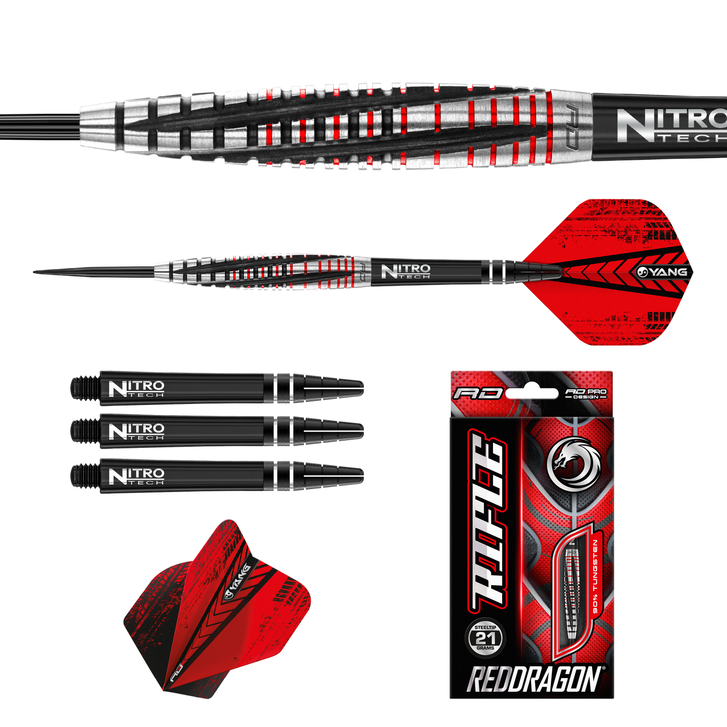 RedDragon Rifle 90% Wolfraam stalen darts