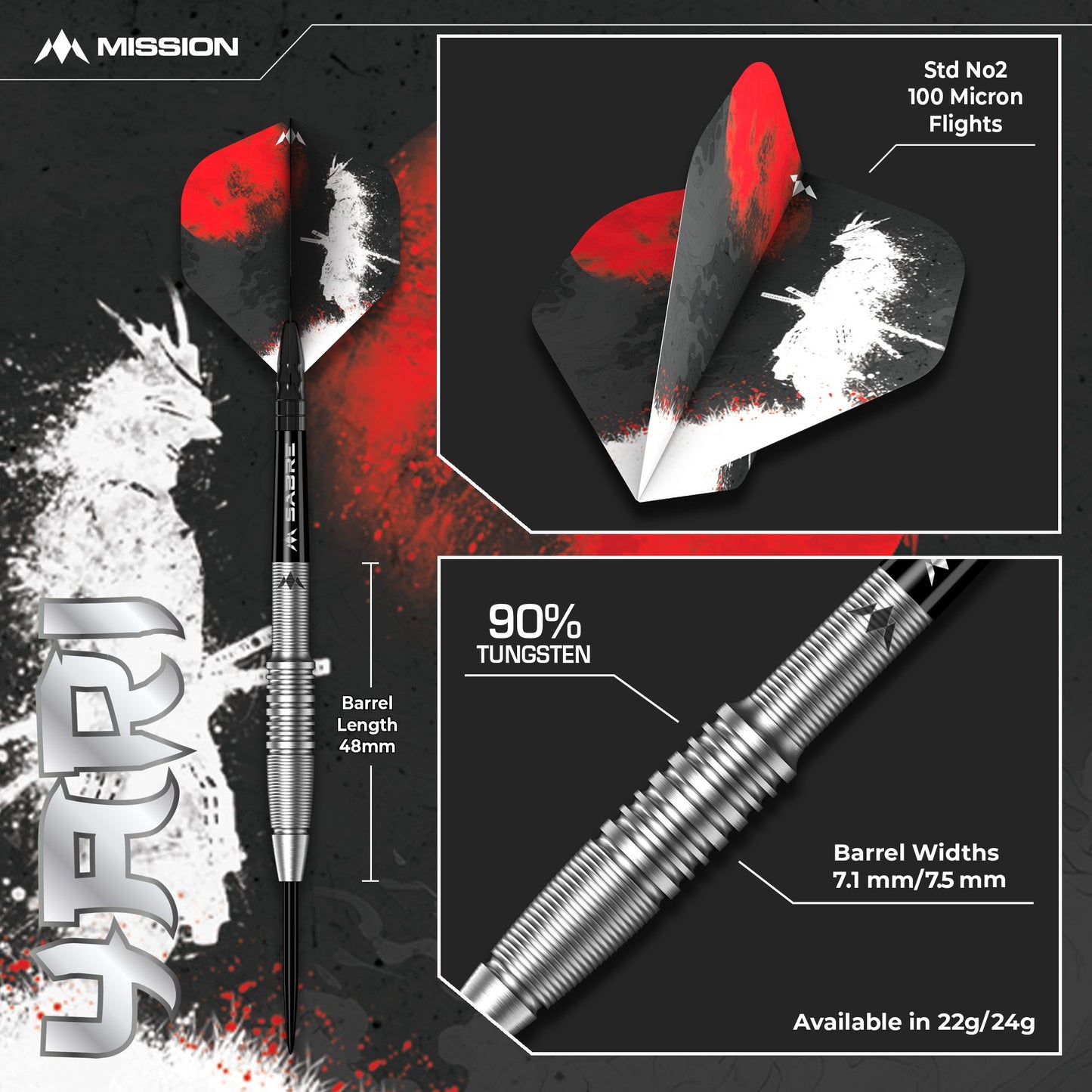 Missie Yari 90% wolfraamstaal darts