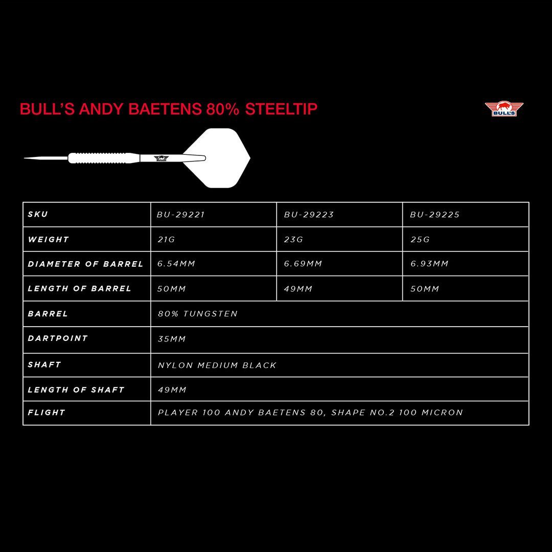 Bull's NL Andy Baetens 80% Tungsten Steeldarts