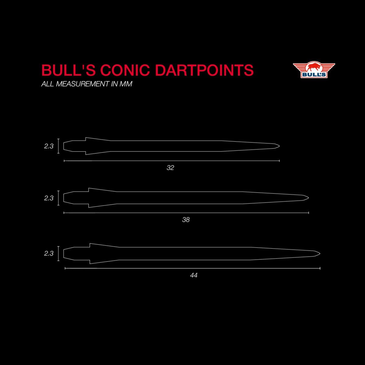 Bull's NL Conic Steel Points - Schwarz