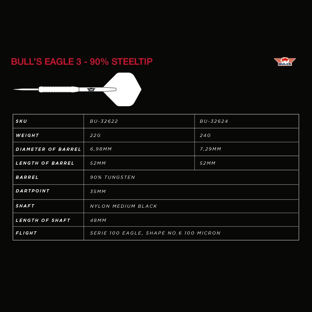 Bull‘s NL Eagle 3 90% Tungsten Steeldarts
