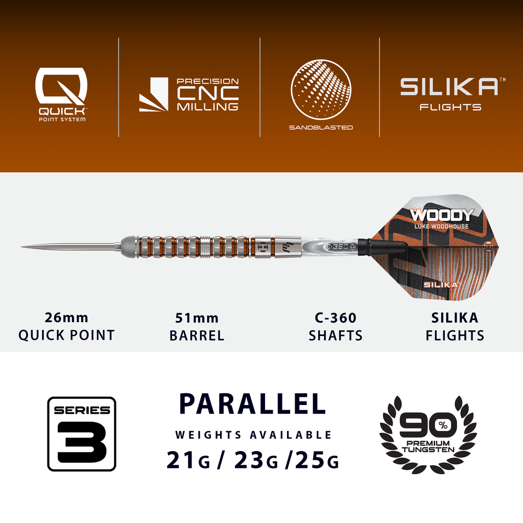 Harrows Luke Woodhouse Series 3 90% Tungsten Steeldarts