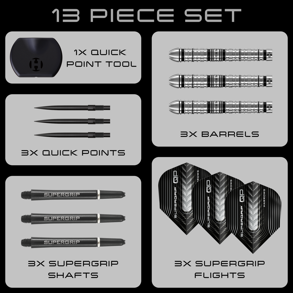 Harrows Supergrip QP Tapered 90% Tungsten Steeldarts