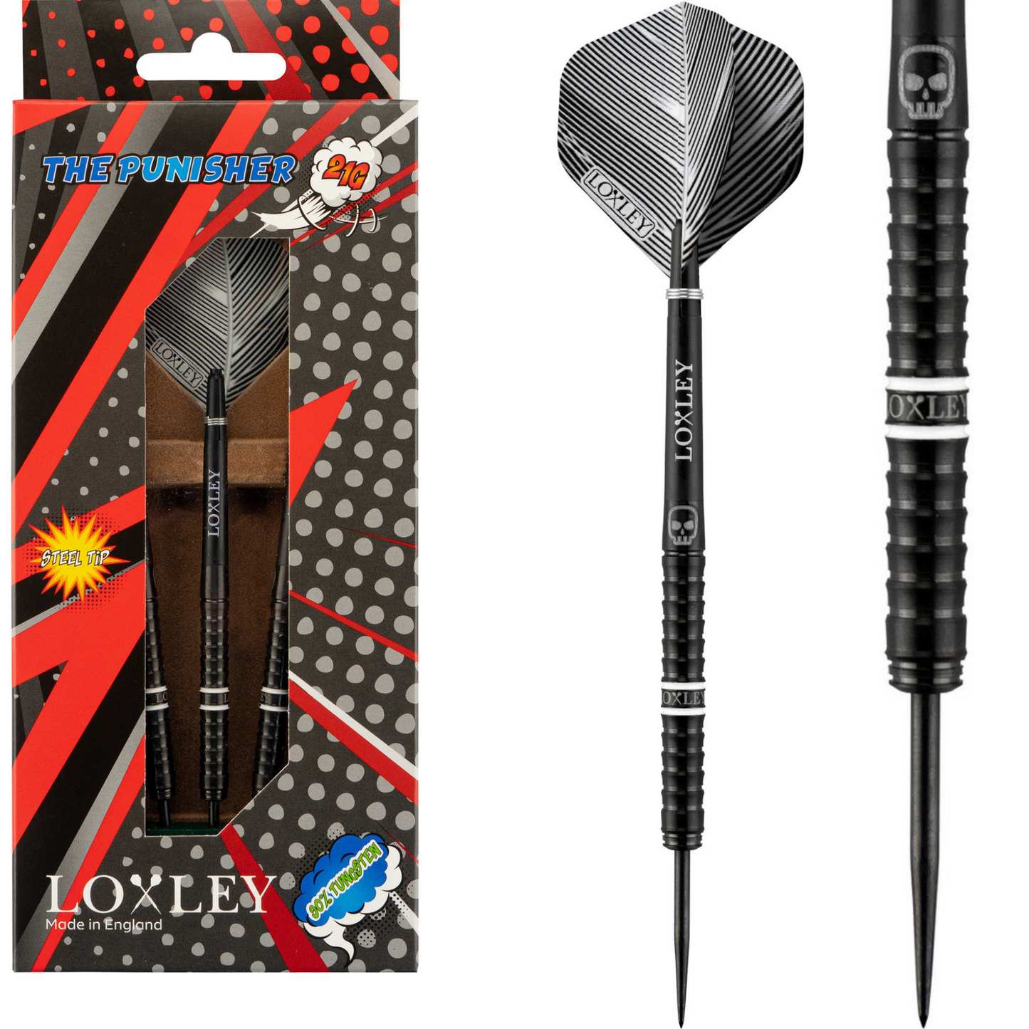 Loxley The Punisher 90% wolfraam stalen darts