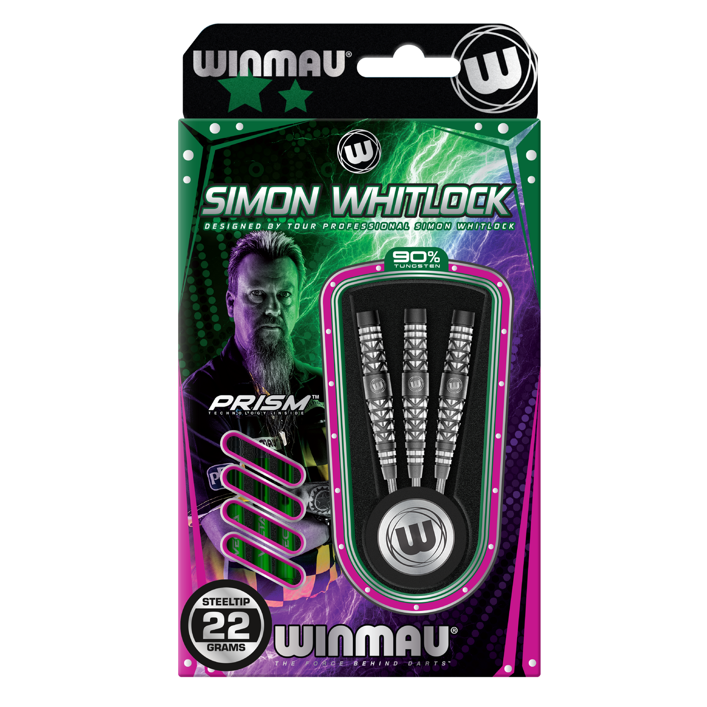 Winmau Simon Whitlock Shotblast-darts van 90% wolfraamstaal