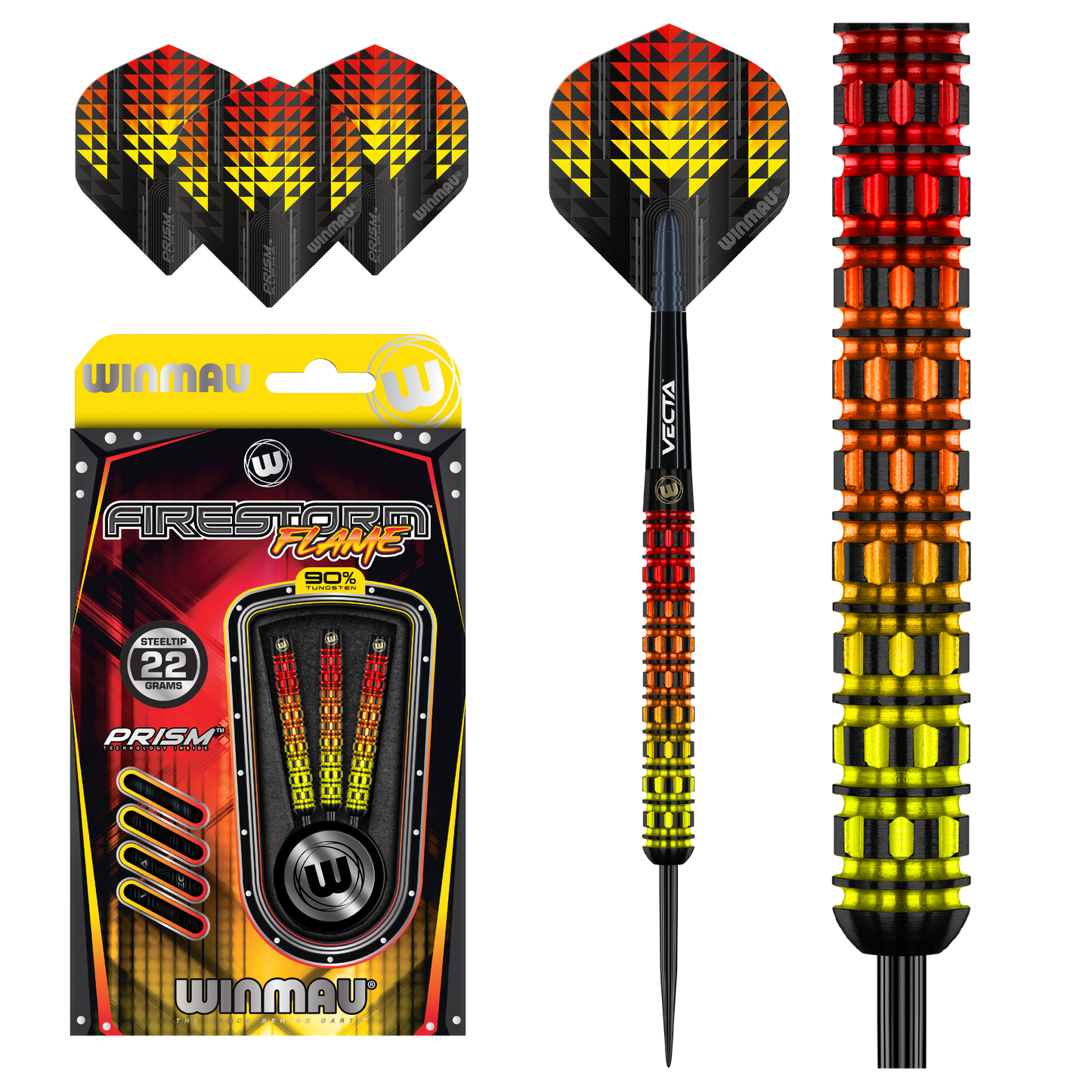 Winmau Firestorm Flame parallelle 90% wolfraam stalen darts