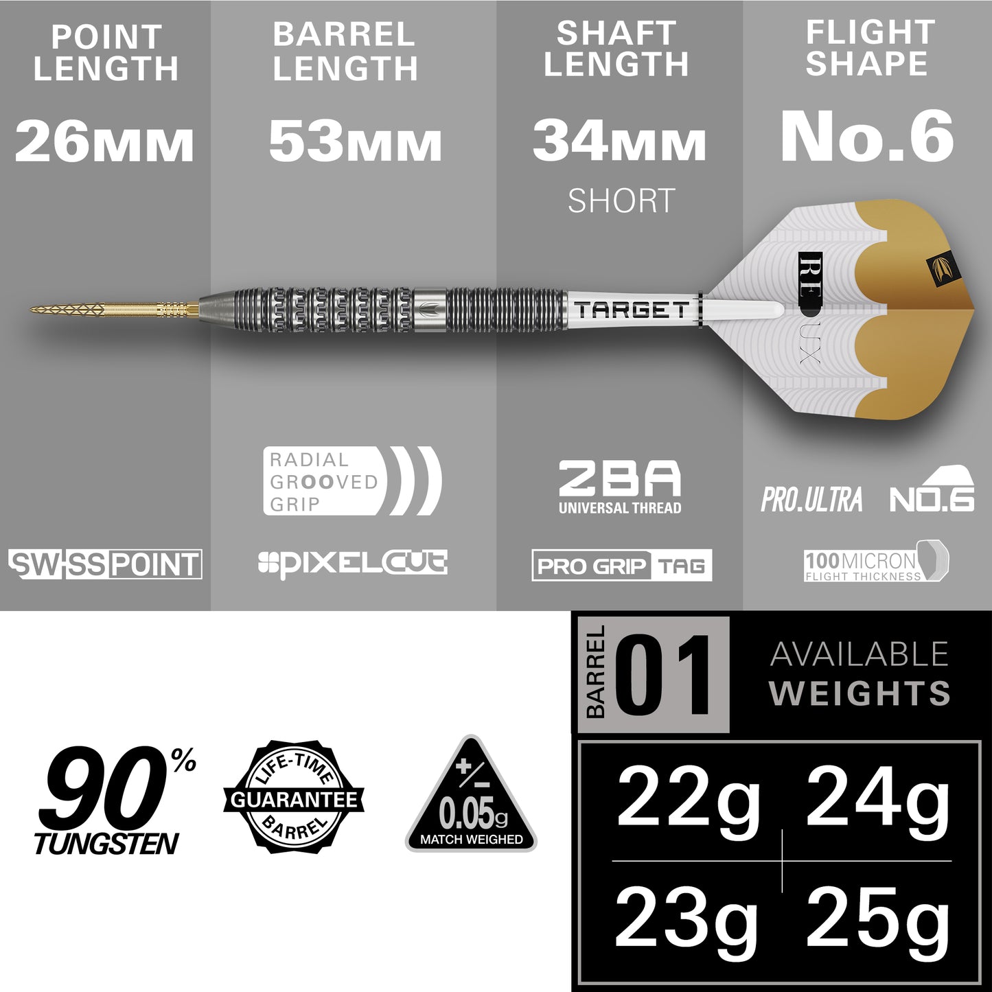 Target Redux 01 90% Tungsten Swiss Point Steeldarts