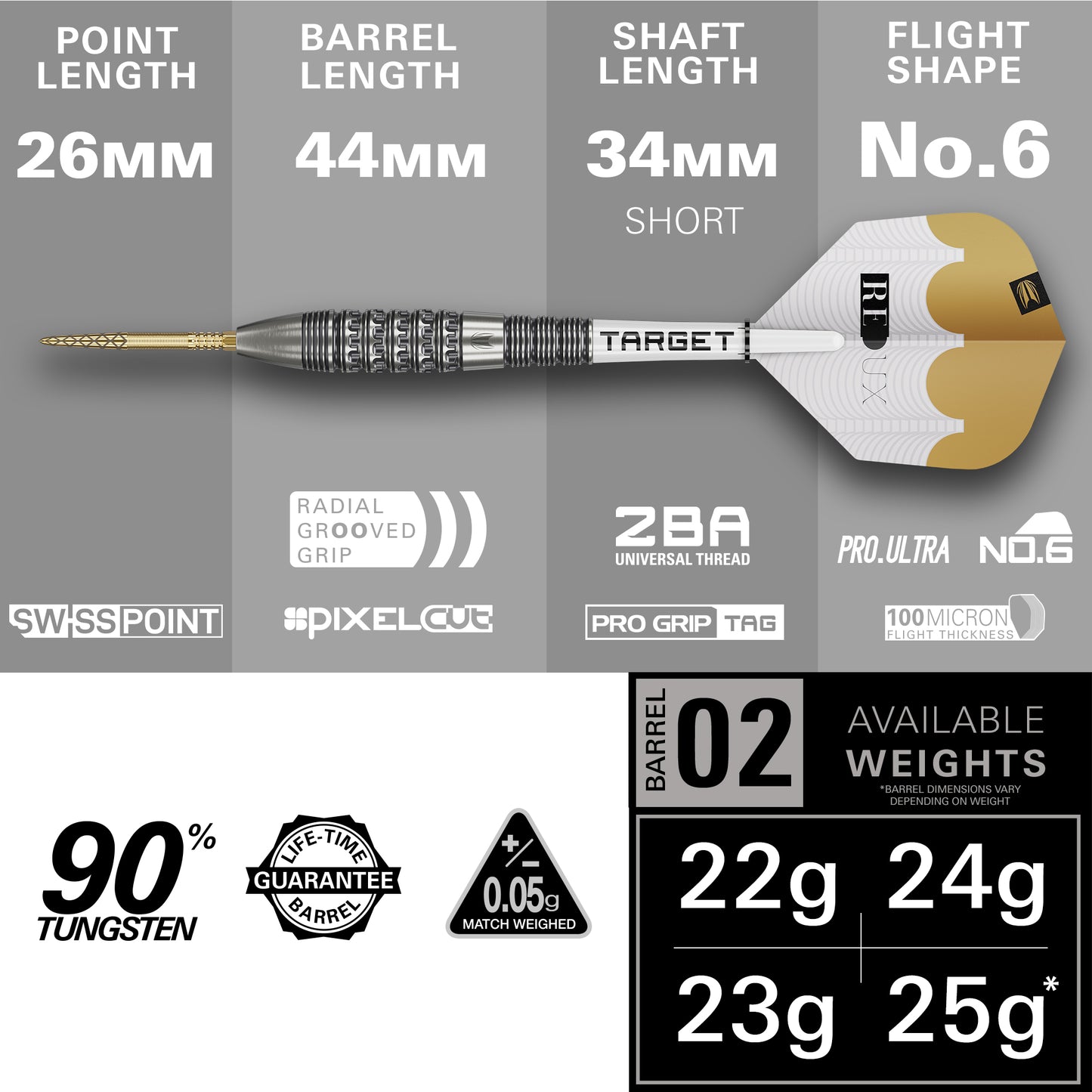 Target Redux 02 90% Tungsten Swiss Point Steeldarts