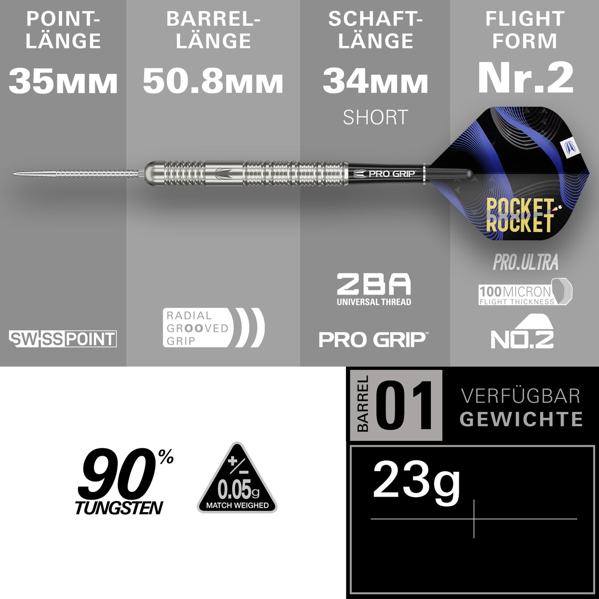 Target Justin Hood G1 90% Tungsten Swiss Point Steeldarts