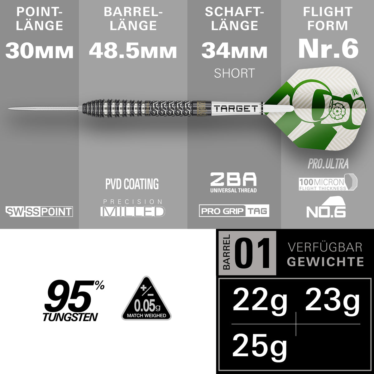 Target Charlie Manby G1 95% Tungsten Swiss Point Steeldarts