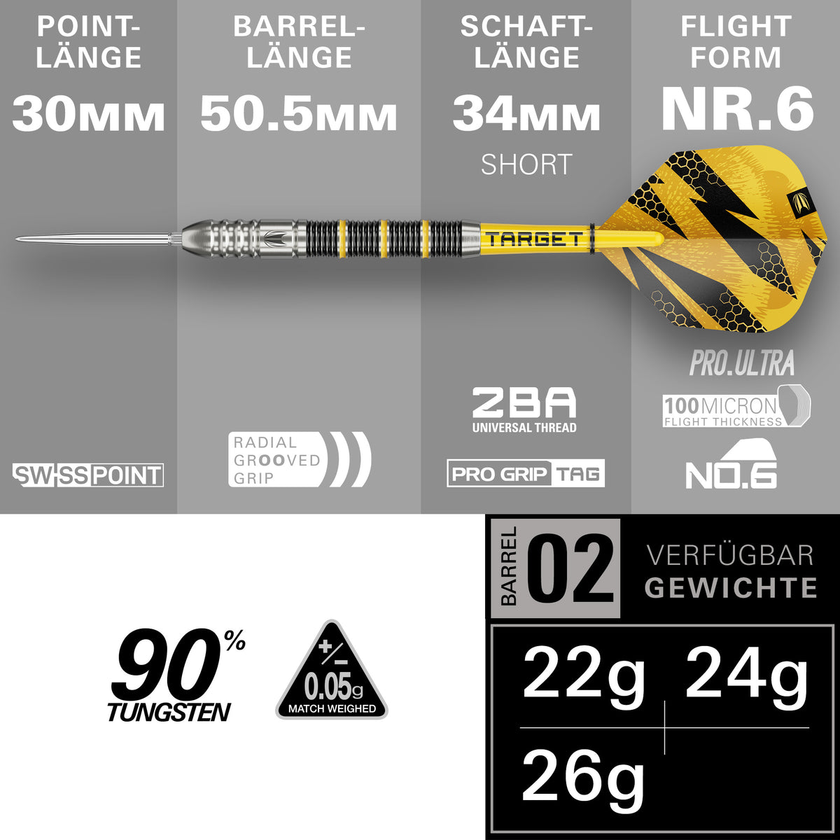Target Buzz 02 90% Tungsten Swiss Point Steeldarts
