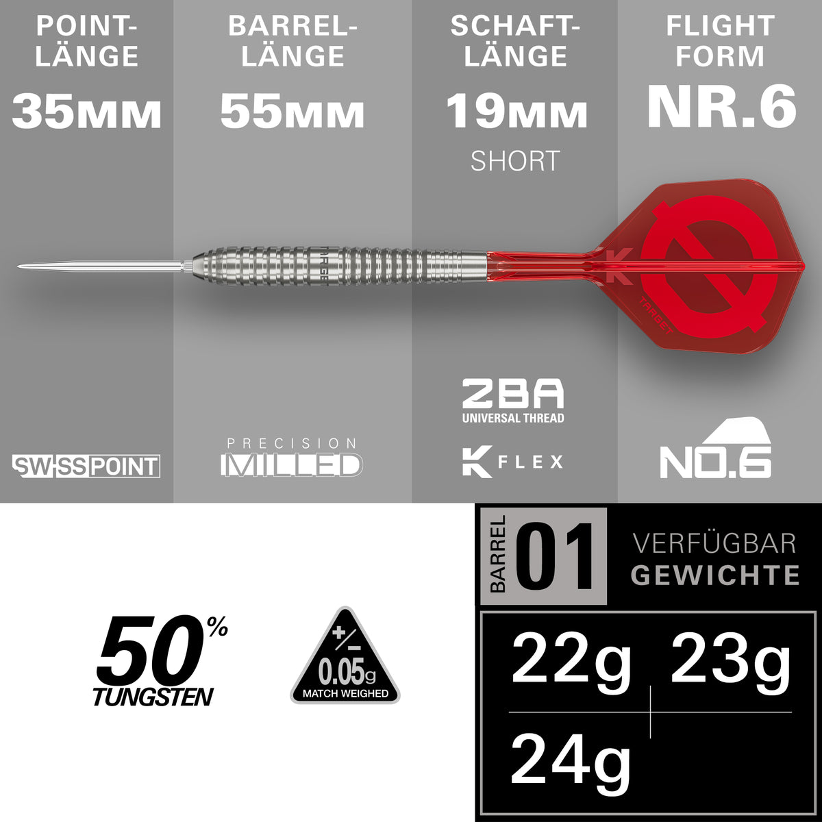 Target Group Ø 01 50% Tungsten Swiss Point Steeldarts