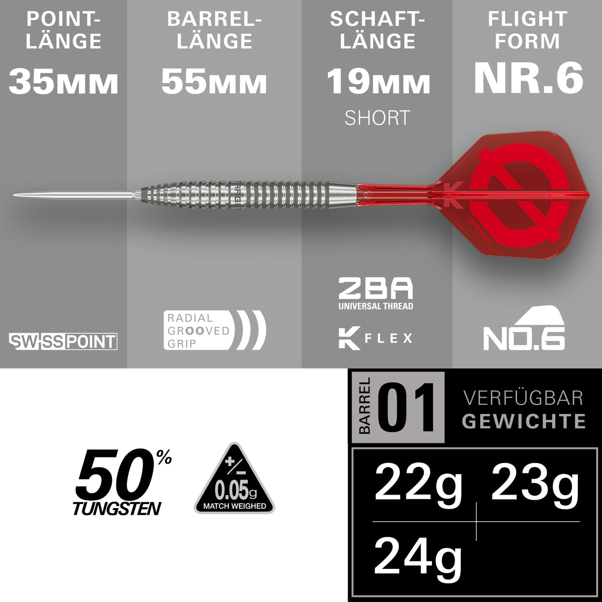 Target Group Ø 02 50% Tungsten Swiss Point Steeldarts