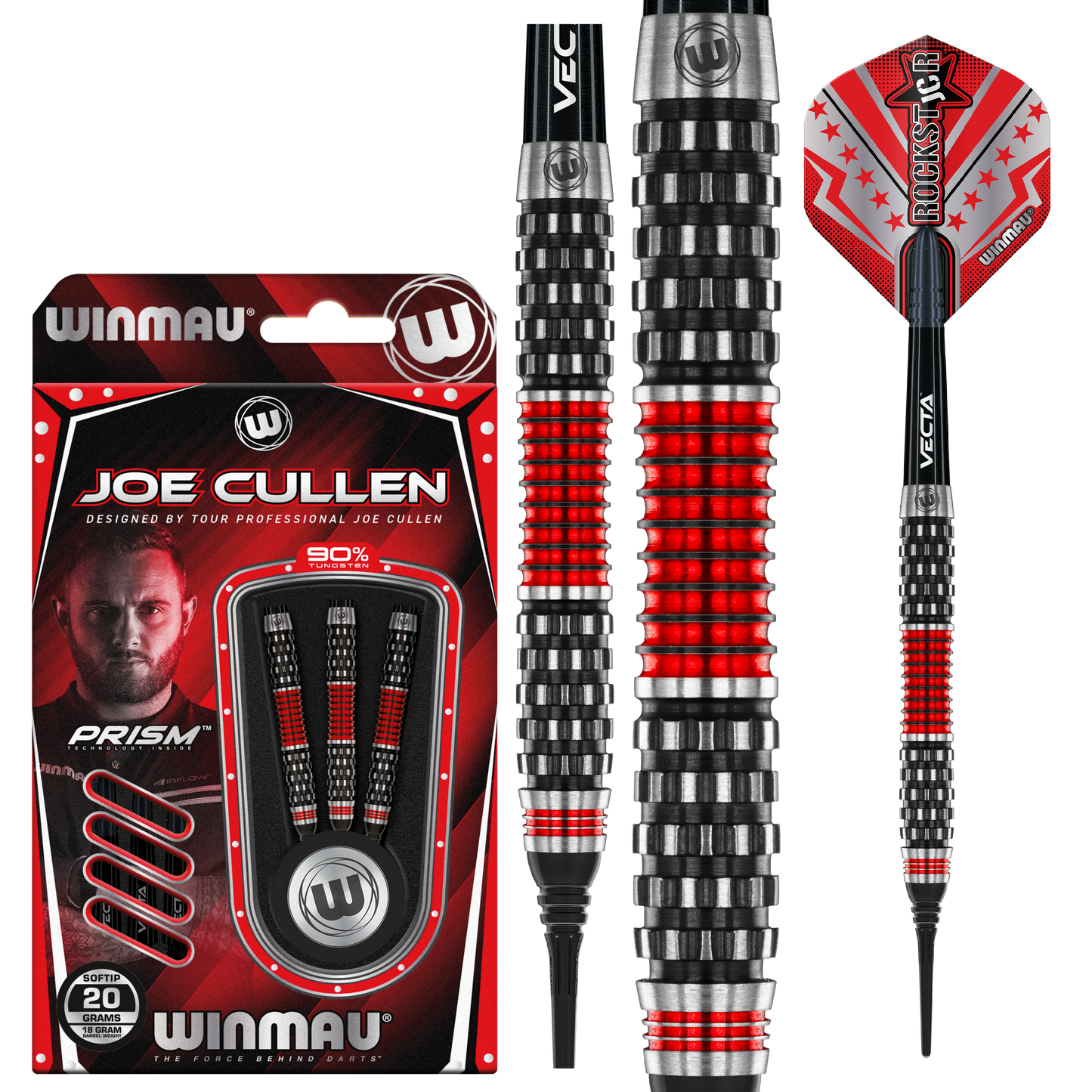 Winmau Joe Cullen Rockstar Series RS 1.0 90% wolfraam zachte darts