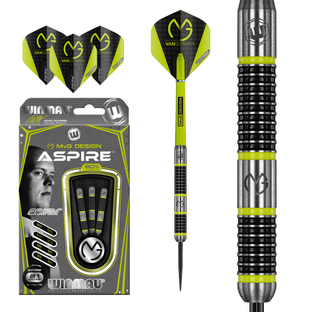 Winmau Michael van Gerwen Aspire 80% Tungsten stalen dartpijlen