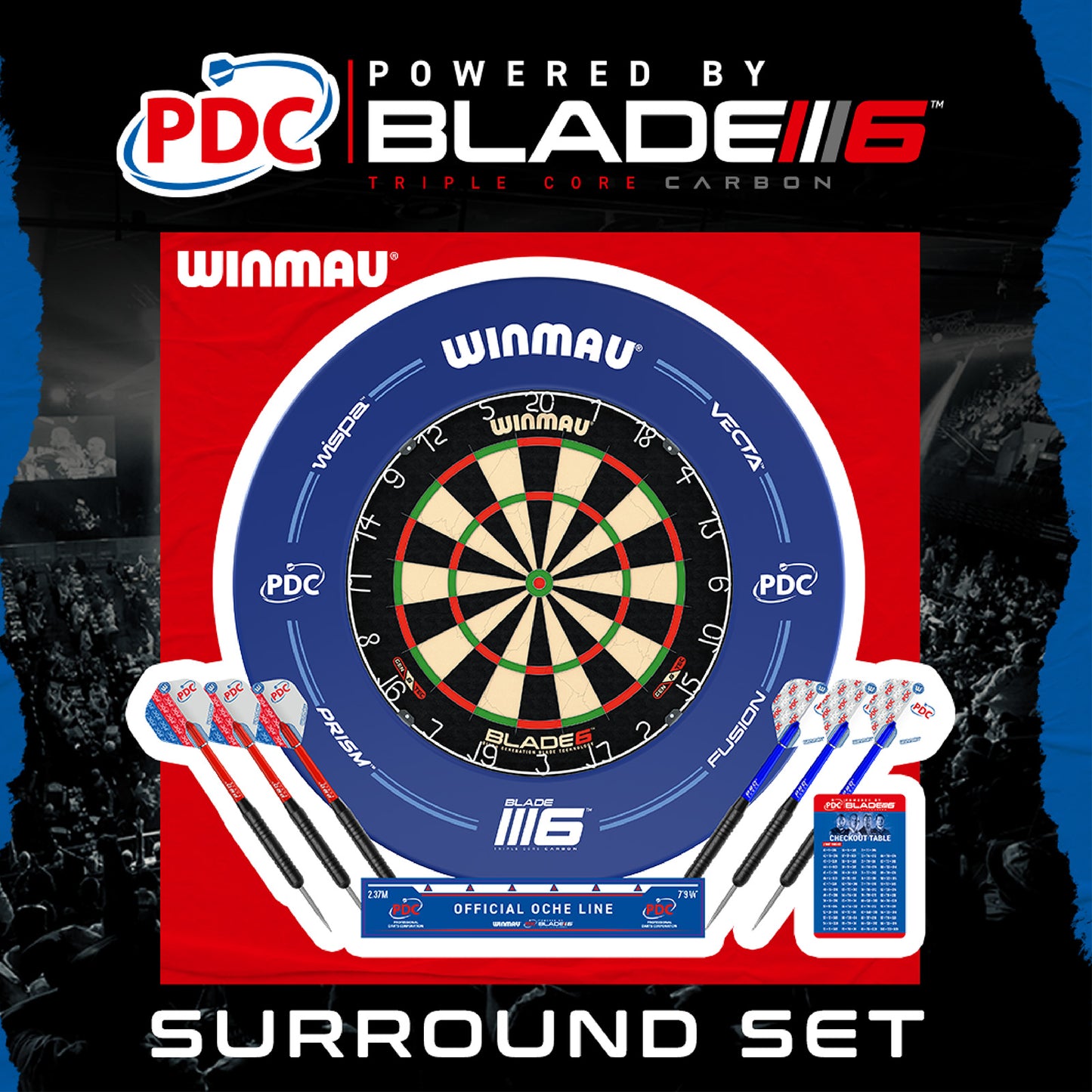 Winmau PDC dartbord surroundset