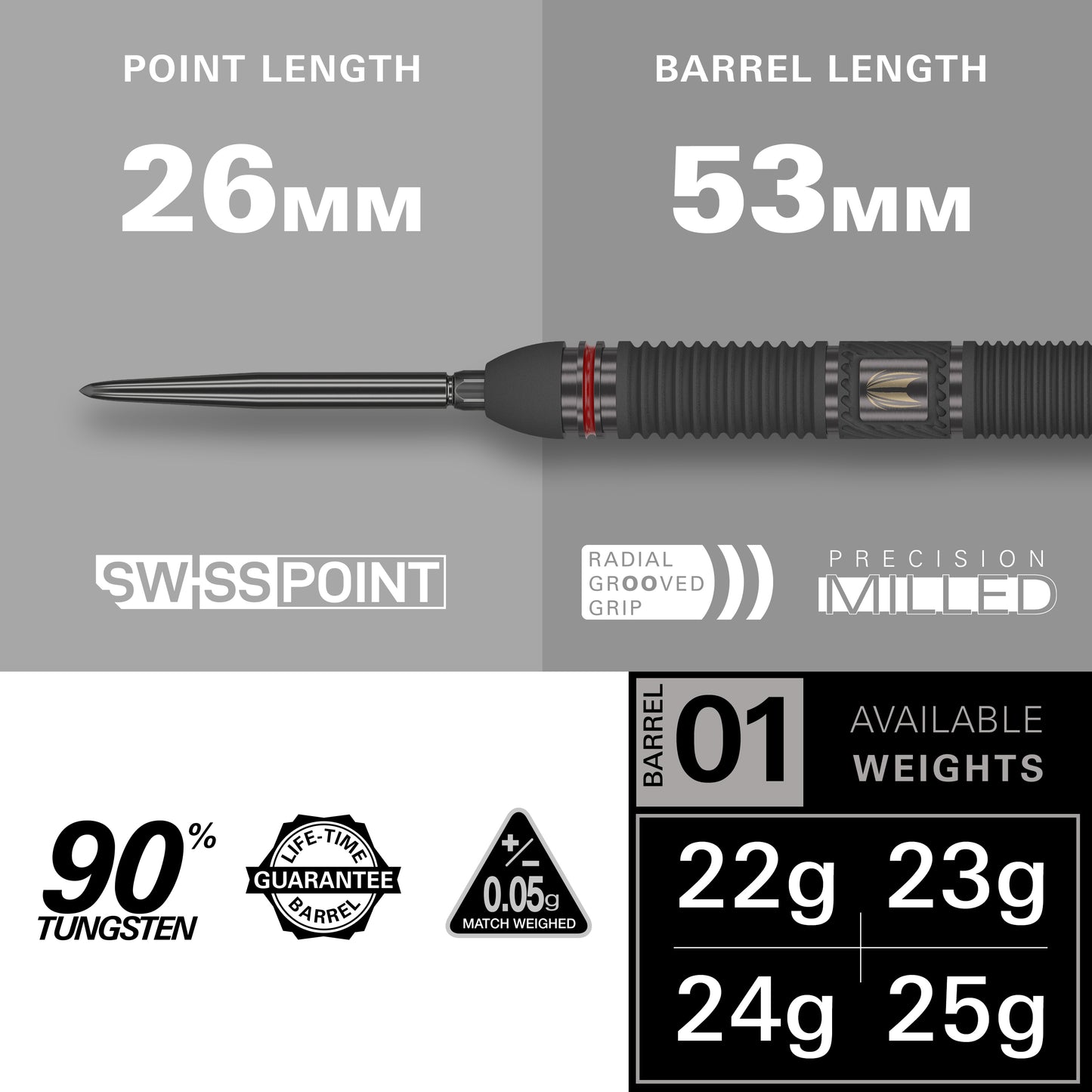 Target Scope 01 90% Tungsten Swiss Point Steeldarts