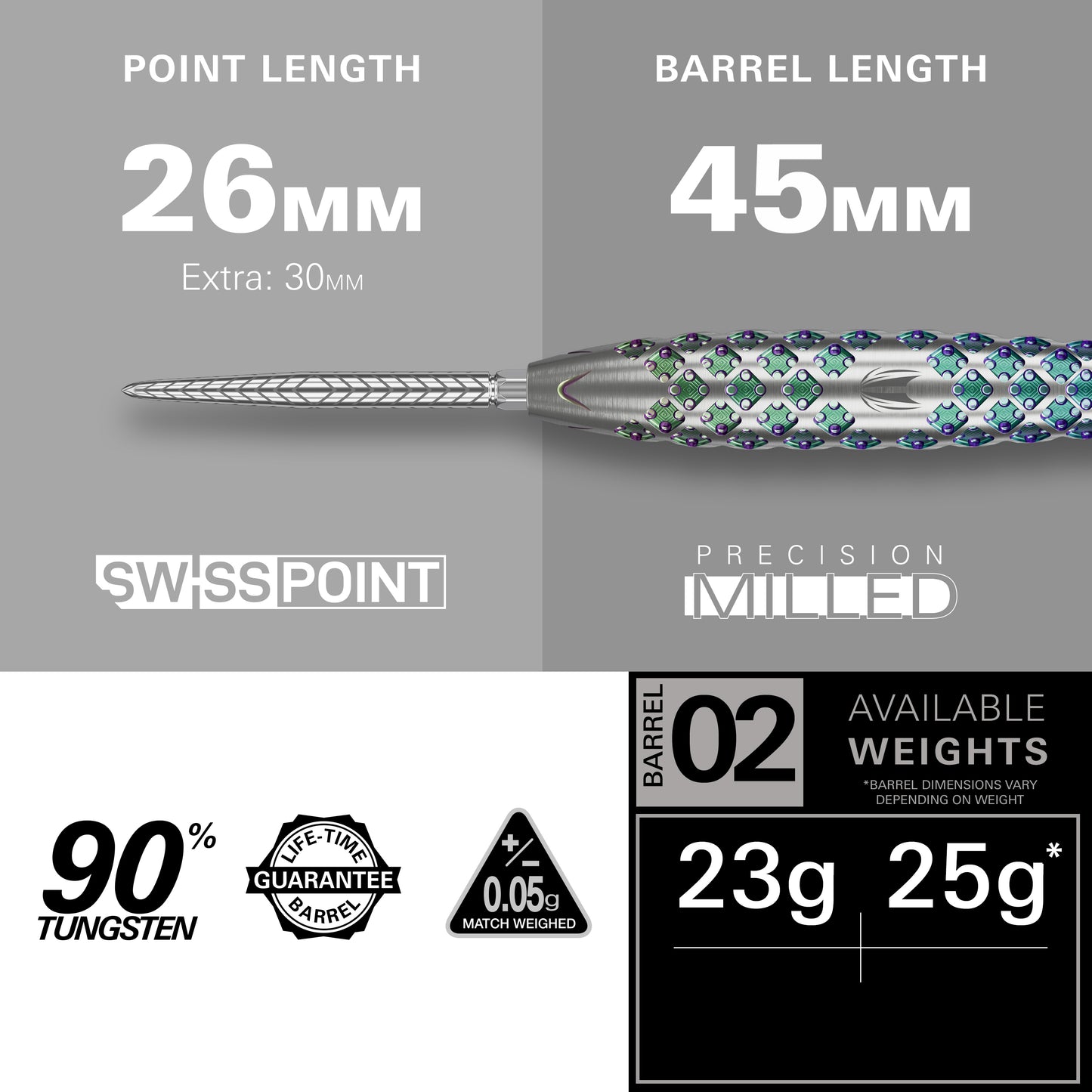 Target Rove 02 90% Tungsten Swiss Point Steeldarts