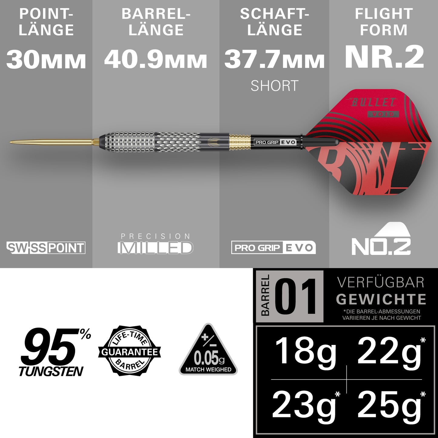 Target Stephen Bunting G5 Void 95% Tungsten Swiss Point Steeldarts