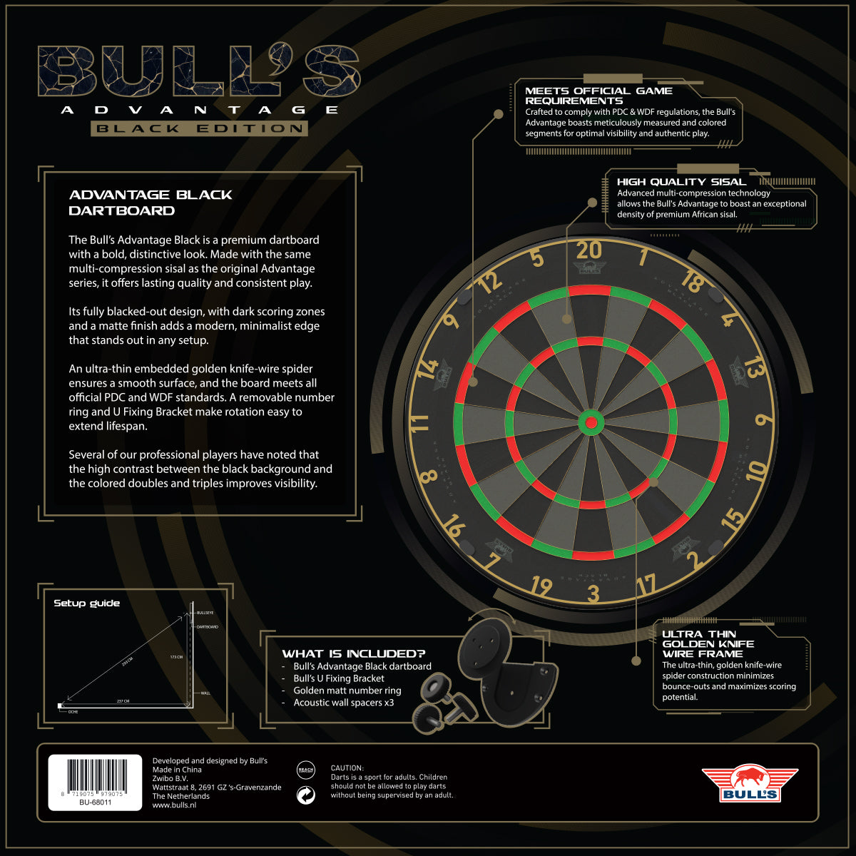 Bull's NL Advantage Black Steeldartboard