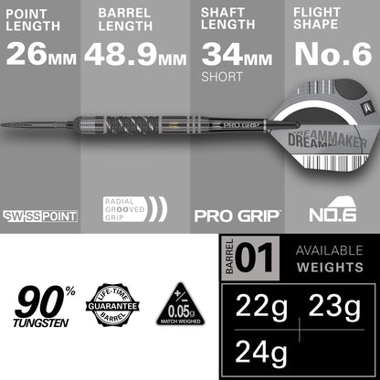 Target Dimitri van den Bergh x Echo 90% Tungsten Swiss Point Steeldarts