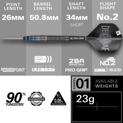 Target Jeffrey de Graaf G1 90% Tungsten Swiss Point stalen darts