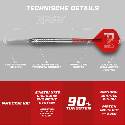Precise180 Paul Meyer 90% Tungsten Steeldarts
