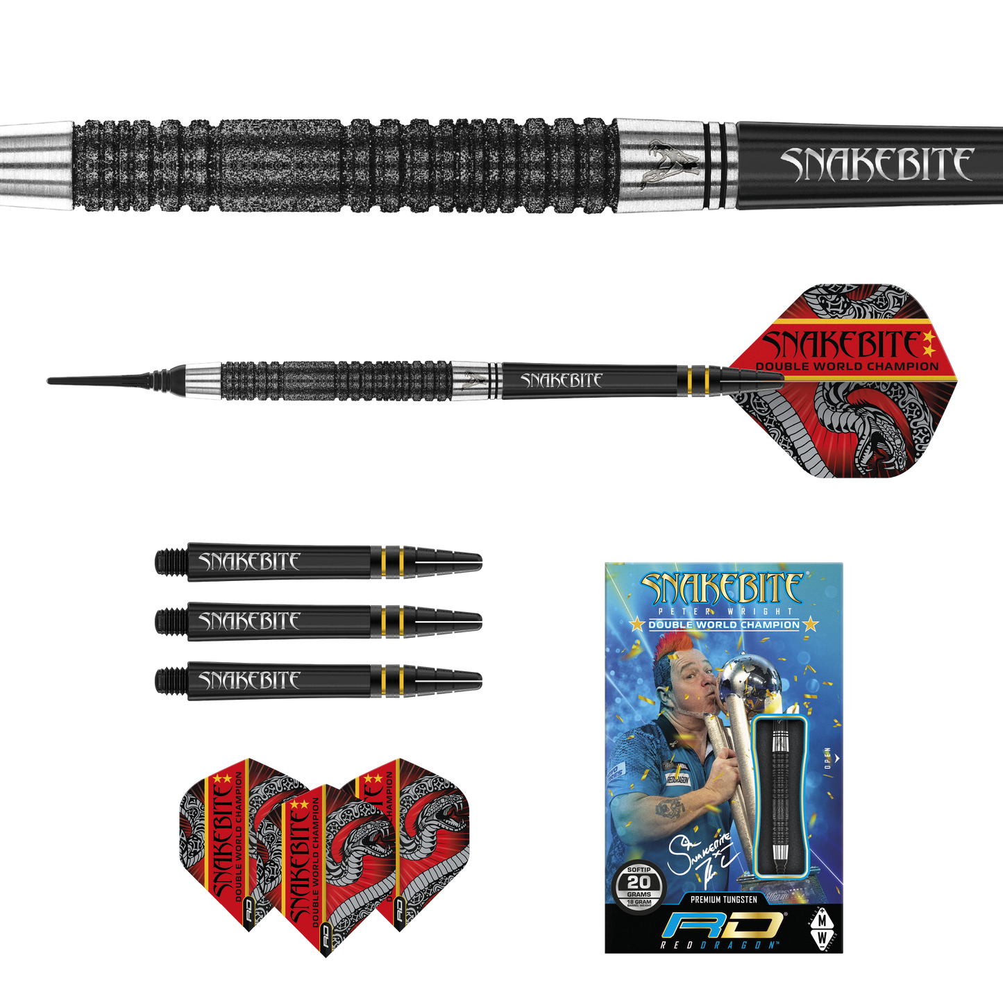 RedDragon Peter Wright Double WC SE Black 90% Tungsten Softdarts