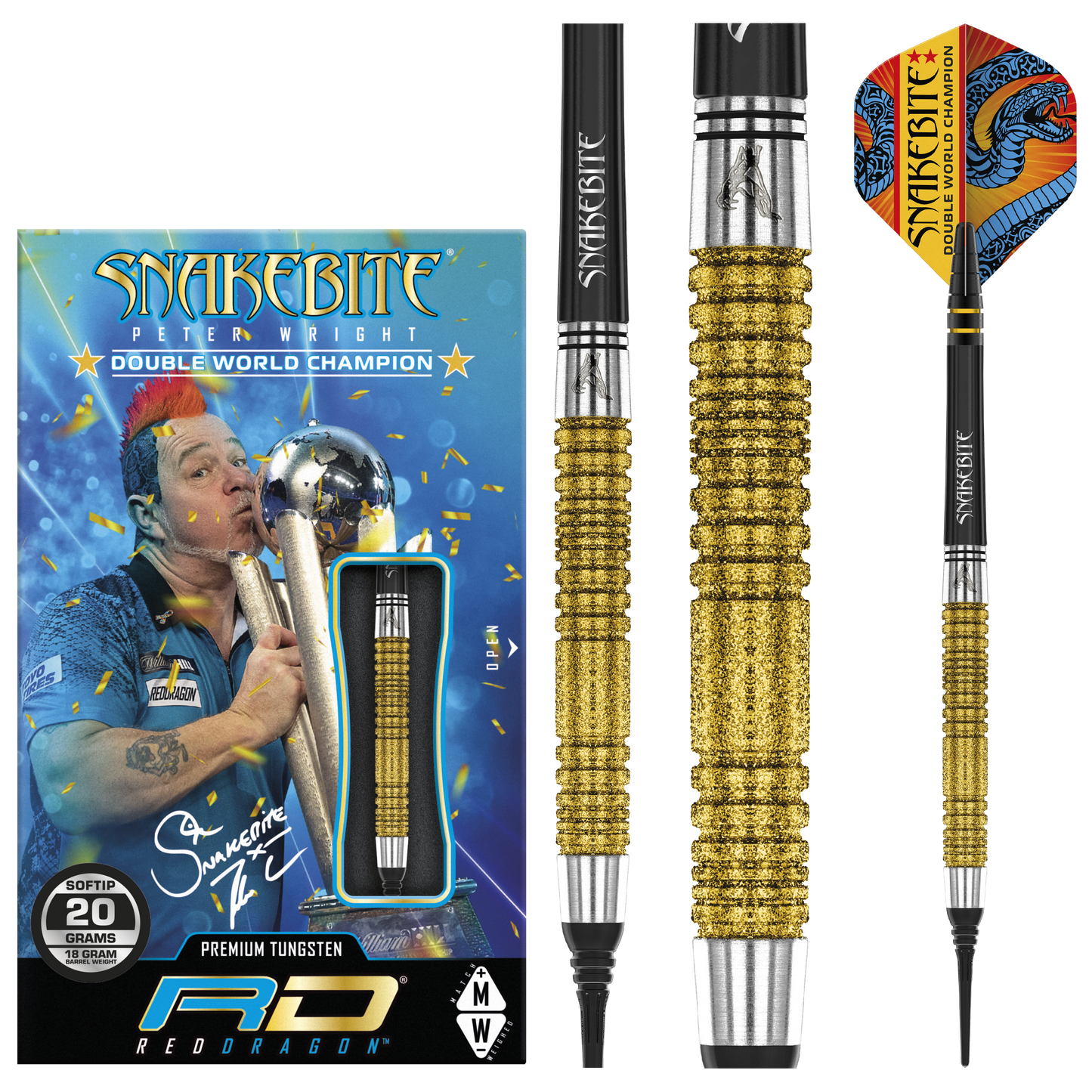 RedDragon Peter Wright Double WC SE Gold 90% Tungsten Softdarts