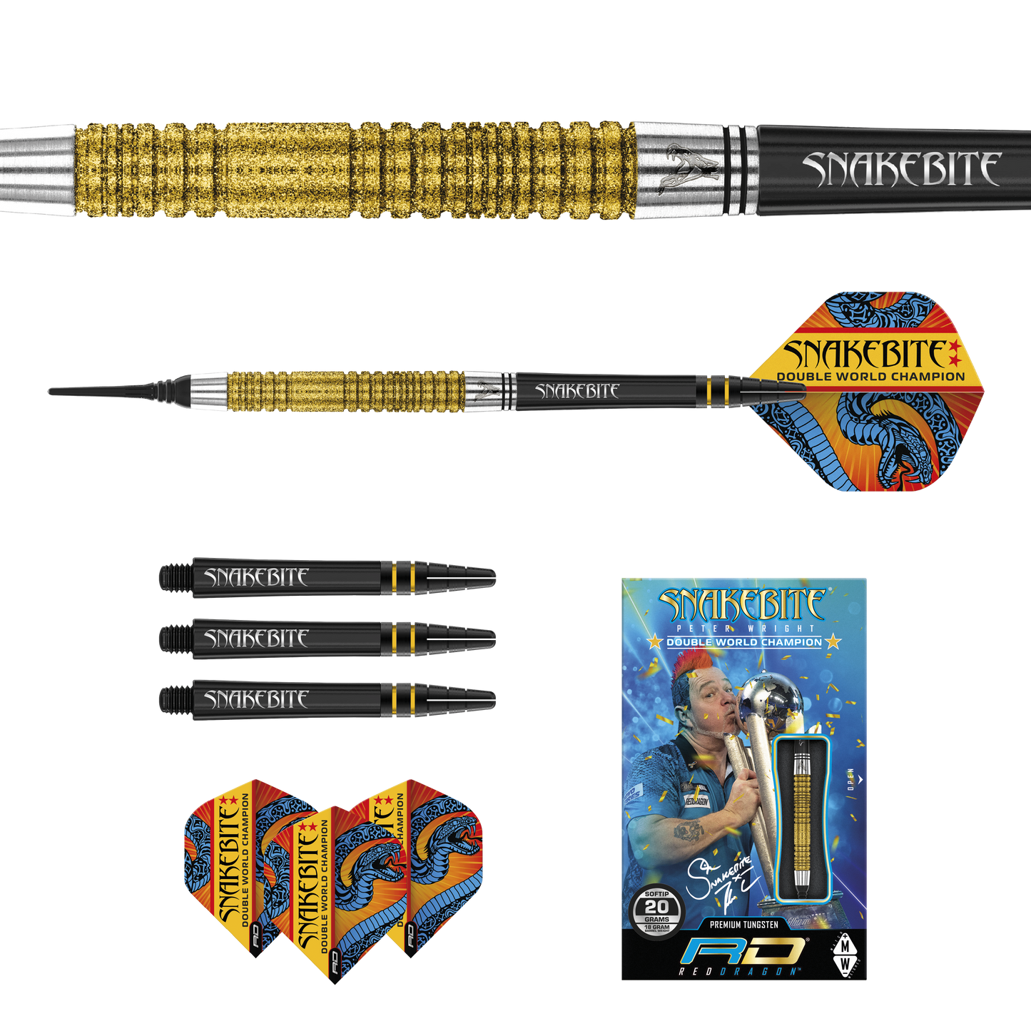 RedDragon Peter Wright Double WC SE Gold 90% Tungsten Softdarts