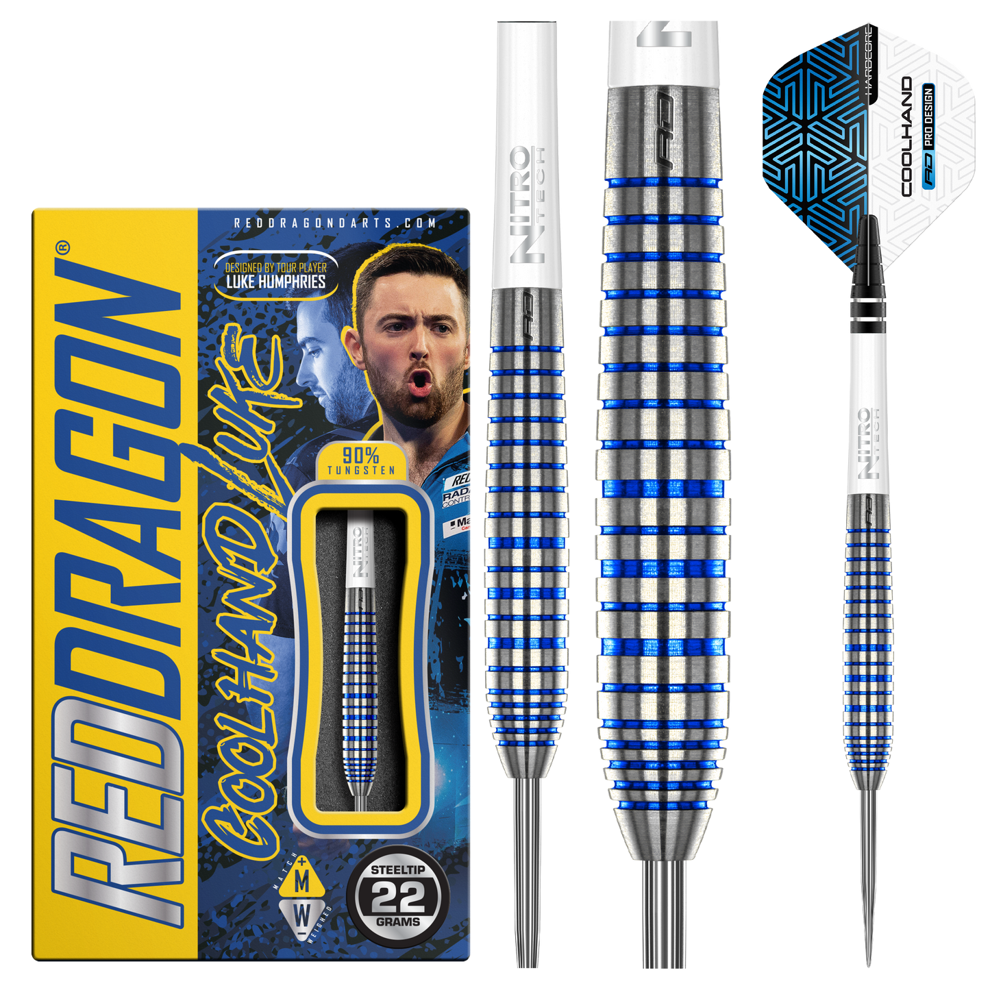 RedDragon Luke Humphries TX3 Cool Blue 90% wolfraamstaal darts