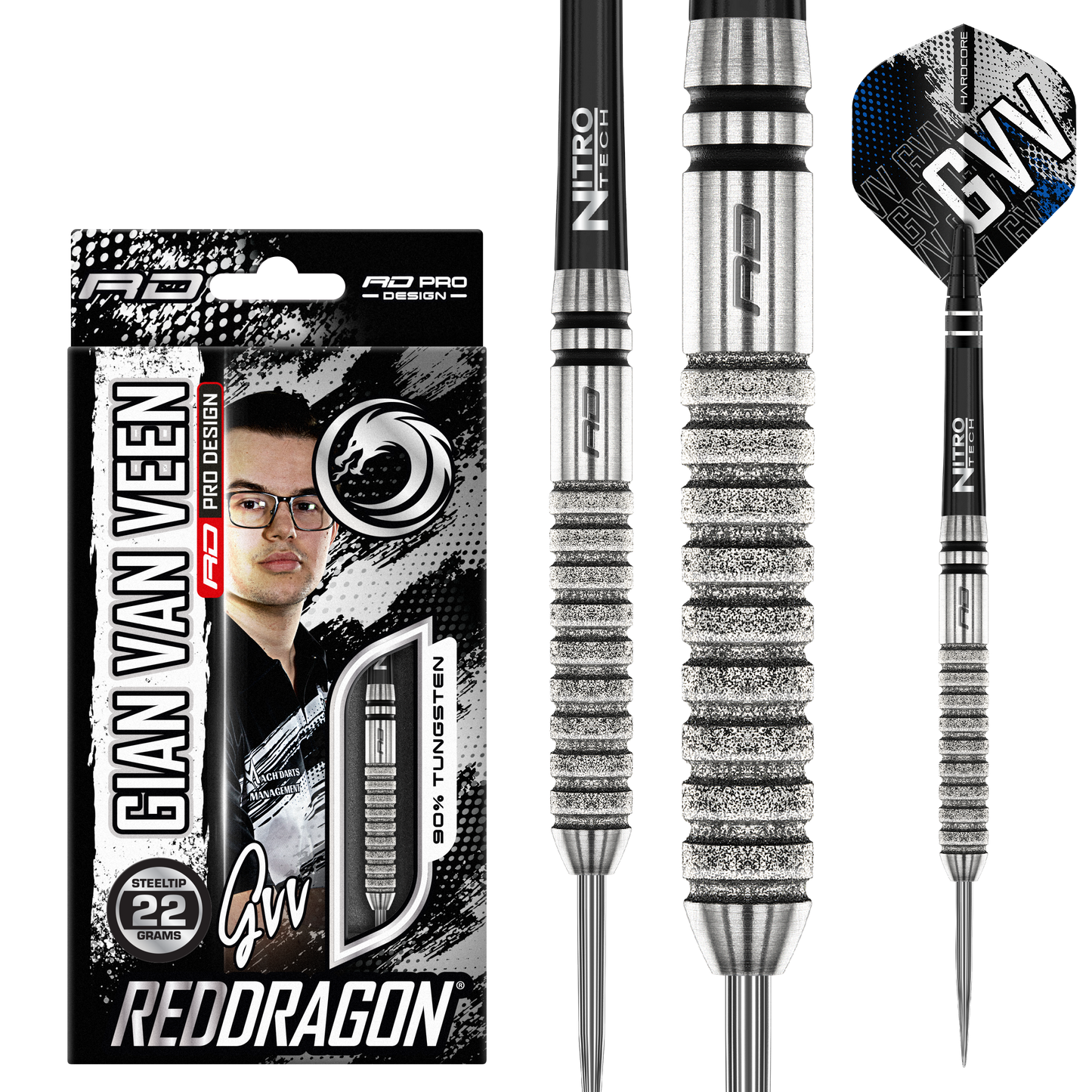 RedDragon Gian van Veen Tour Edition 90% Tungsten Steeldarts