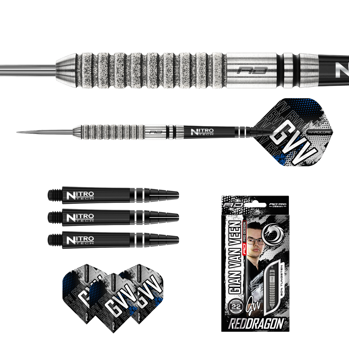 RedDragon Gian van Veen Tour Edition 90% Tungsten Steeldarts