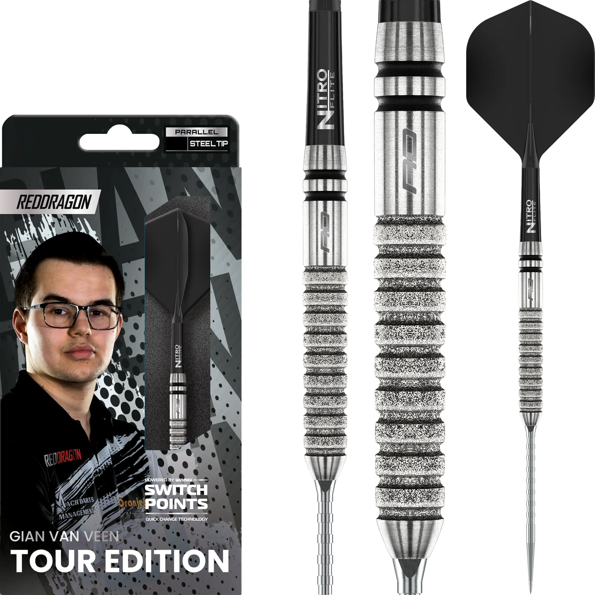 RedDragon Gian van Veen Tour Edition 90% Tungsten Switch Point Steeldarts