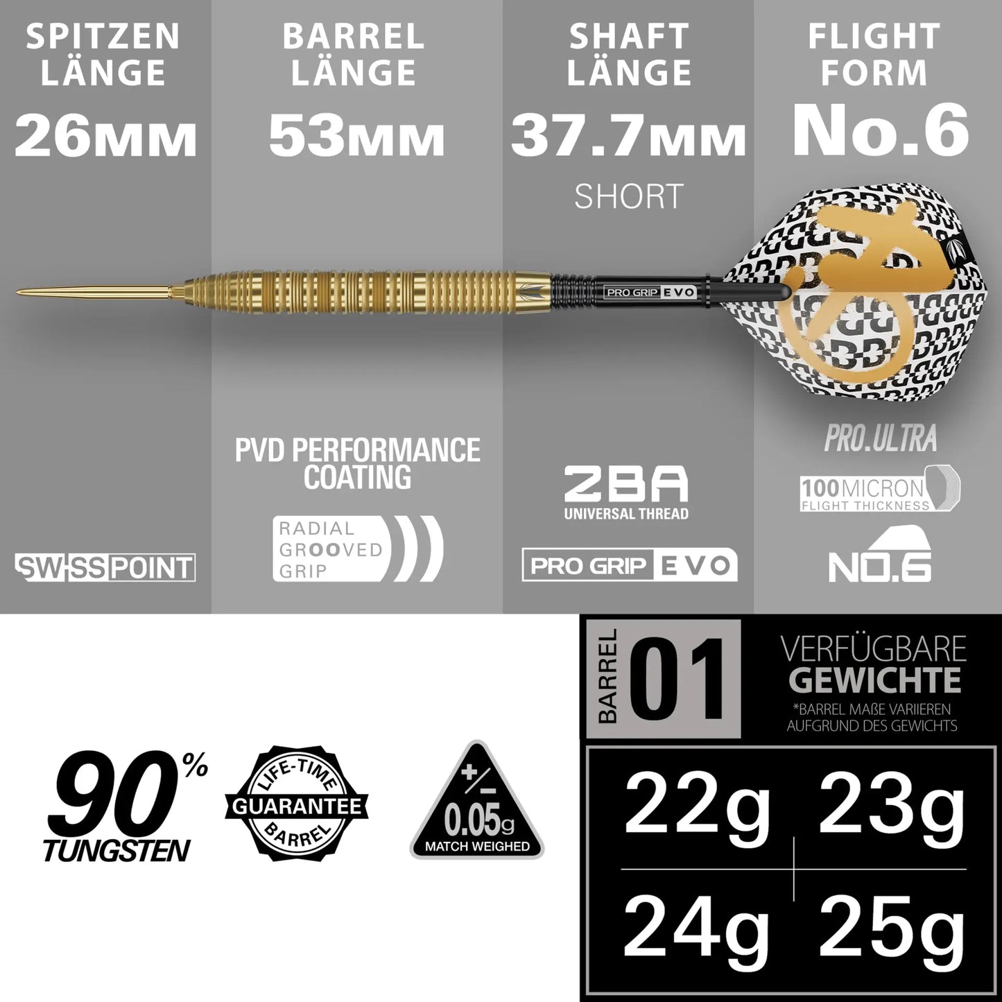 Target Bolide Envy 01 90% Tungsten Swiss Point Steeldarts