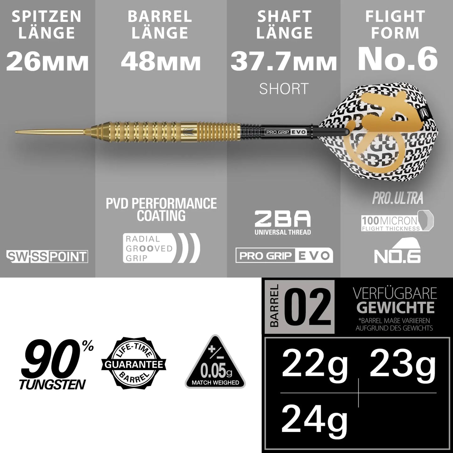 Target Bolide Envy 02 90% Tungsten Swiss Point Steeldarts