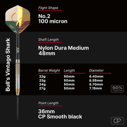Bull‘s NL Vintago Shark CP 90% Tungsten Steeldarts