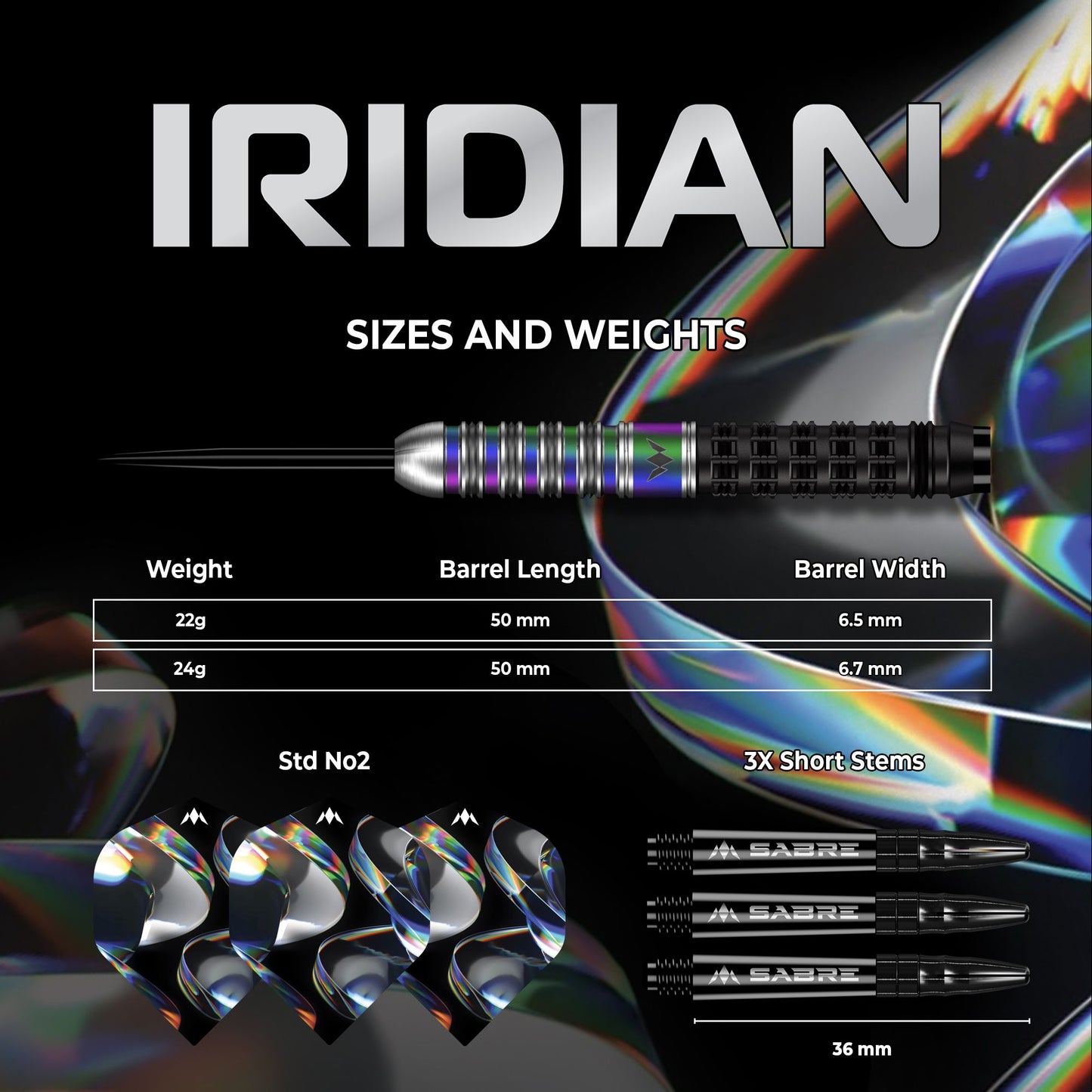 Mission Iridian 90% Tungsten stalen darts 