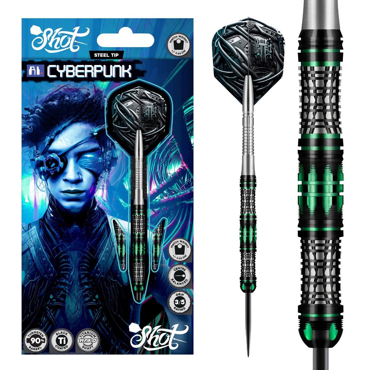 Shot AI Cyberpunk 90% wolfraamstaal darts