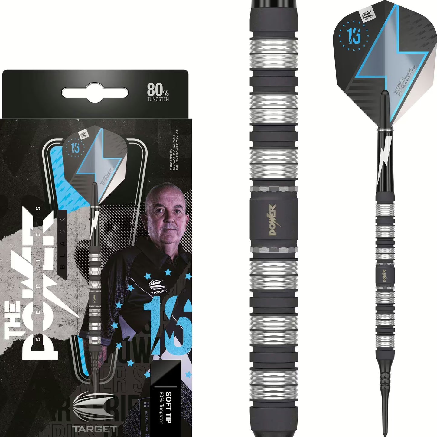 Target Phil Taylor The Power Series Black 80% Tungsten Softdarts