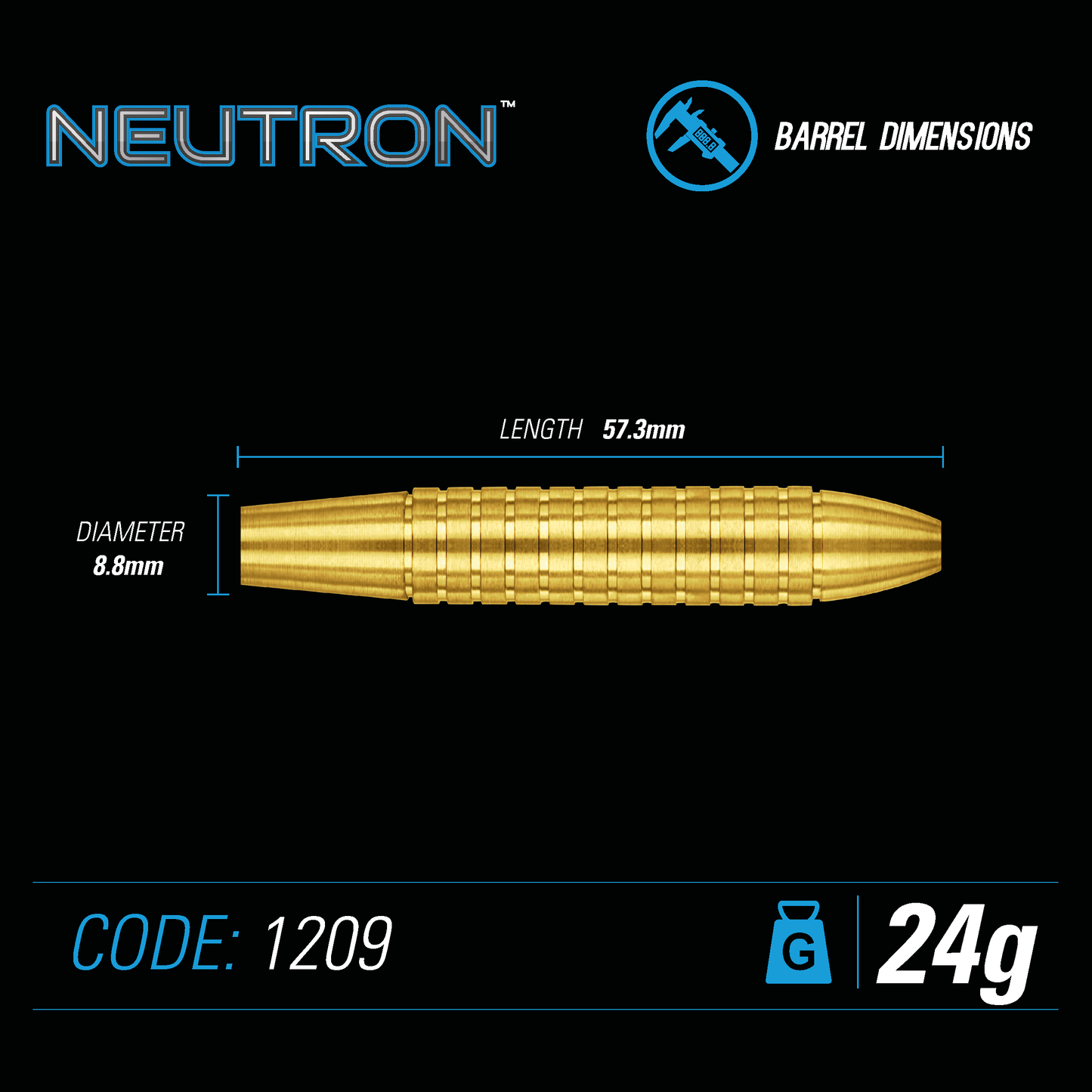 Winmau Neutron Messing Steeldarts (24g)