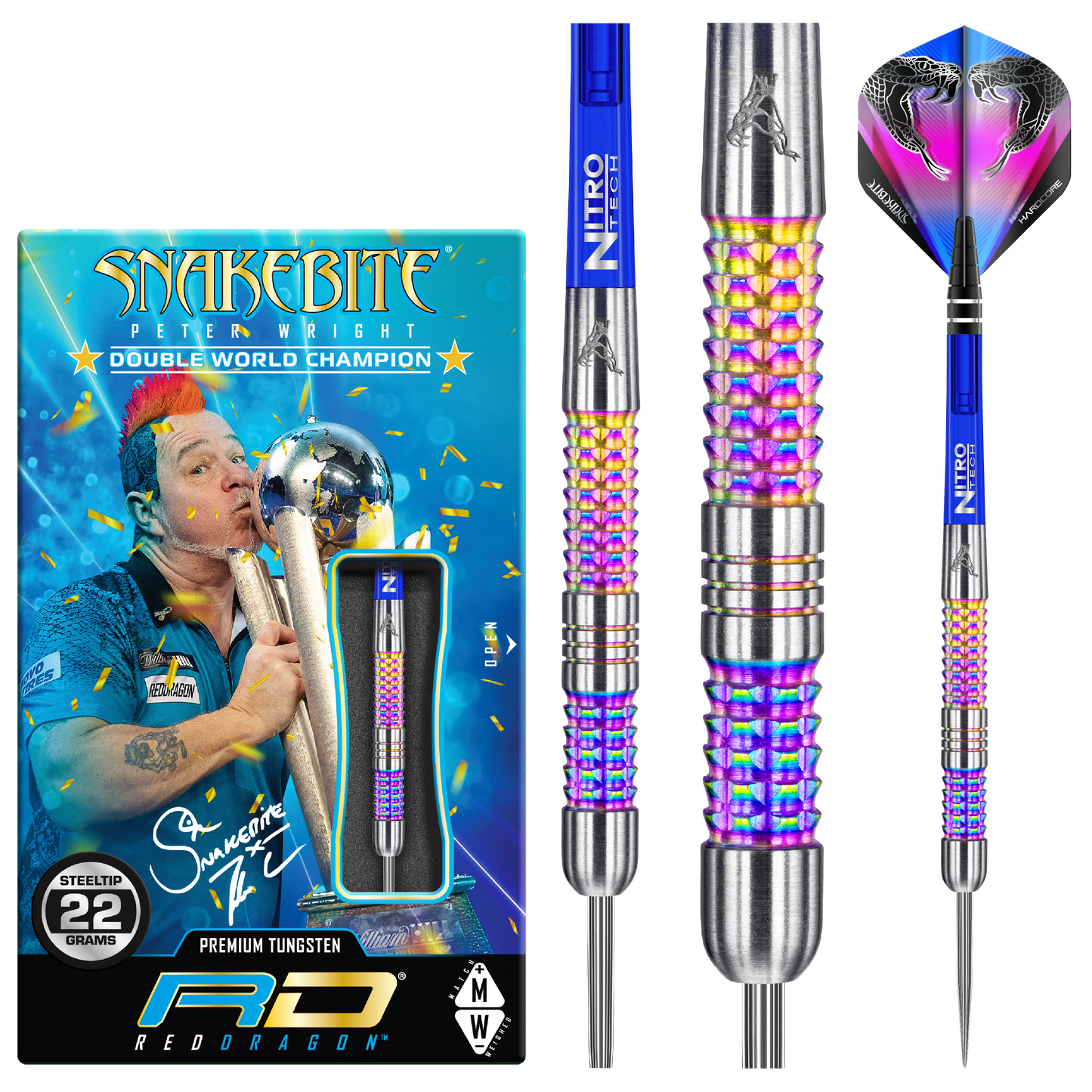 RedDragon Peter Wright Mamba Rainbow 90% Tungsten Steeldarts