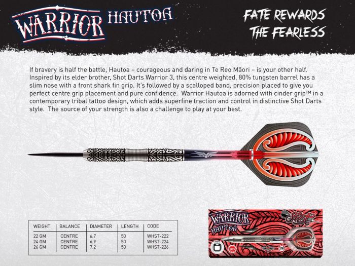 Shot Warrior Hautoa 80% Tungsten stalen darts