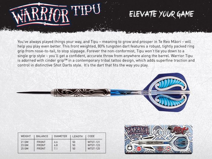 Shot Warrior Tipu 80% wolfraam stalen darts